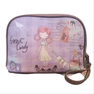 Sweet And Candy Purple Sweet Candy Printed Travel Toiletries Bag NWT